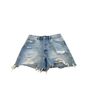 Abercrombie & Fitch Blue The 4" High Rise Distressed Jean Short Size 28/6